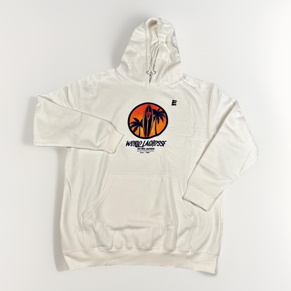 Lane Seven World Lacrosse Hoodie Mens XL White 2023 San Diego Championship